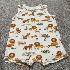 Mudpie safari lion tiger print tank bodysuit with button detail 6-9 months‎